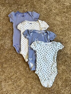 Carters Baby Girls Blue Mix Short-Sleeve One-Piece Bodysuit Set